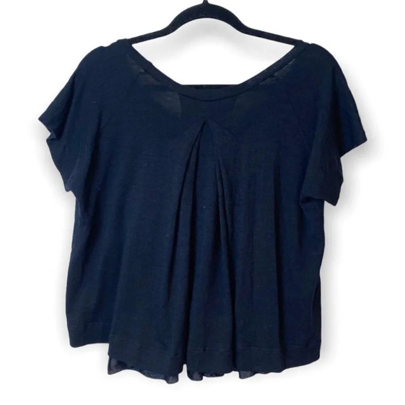 HACHE Wool  Navy Blue Polka Dot Loose Fit Ruffle Hem Top - Picture 4 of 8